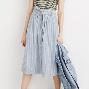 Madewell Tie Palisade Button Front Midi Skirt 22